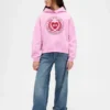 Sudadera con capucha para niños Vintagesoft con logo de corazón extragrande