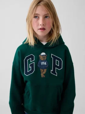 Sudadera con capucha para niños Vintagesoft de corte holgado con el logotipo del oso Brannan