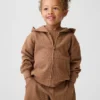 Sudadera con capucha y cremallera completa de punto waffle para bebés y niños