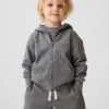 Sudadera con capucha y cremallera completa de punto waffle para bebés y niños