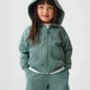 Sudadera con capucha y cremallera completa de punto waffle para bebés y niños