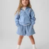 Sudadera con capucha y cremallera completa de punto waffle para bebés y niños