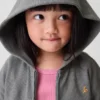 Sudadera con capucha y cremallera completa de punto waffle para bebés y niños