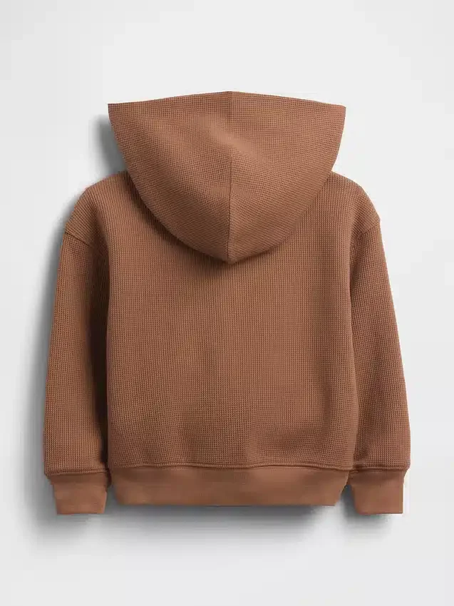 Sudadera con capucha y cremallera completa de punto waffle para bebés y niños