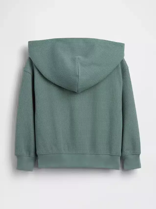 Sudadera con capucha y cremallera completa de punto waffle para bebés y niños