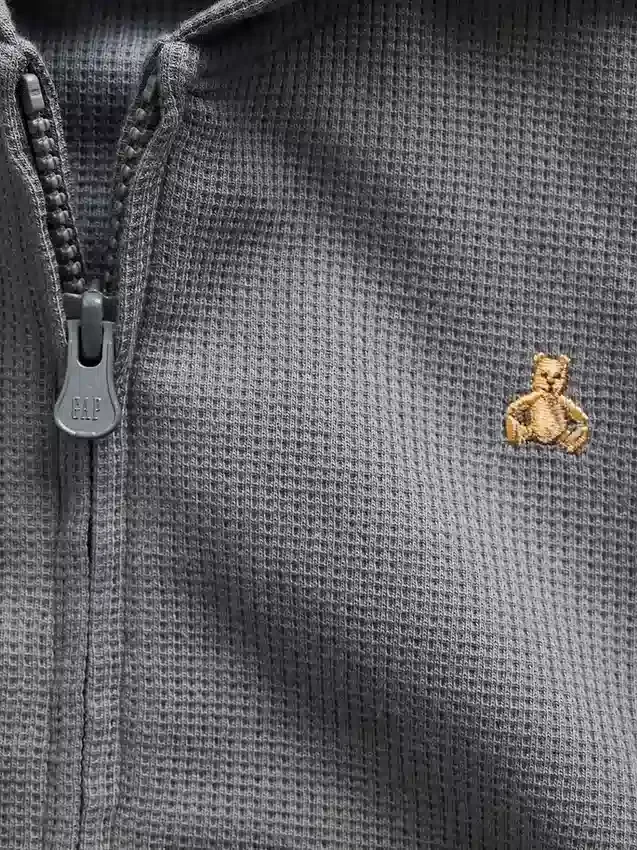 Sudadera con capucha y cremallera completa de punto waffle para bebés y niños