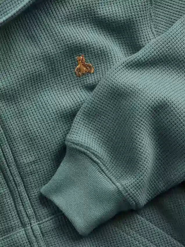 Sudadera con capucha y cremallera completa de punto waffle para bebés y niños