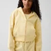 Sudadera con capucha y cremallera completa para niños Vintagesoft, de corte holgado y con ribete de encaje