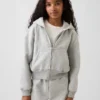 Sudadera con capucha y cremallera completa para niños Vintagesoft, de corte holgado y con ribete de encaje