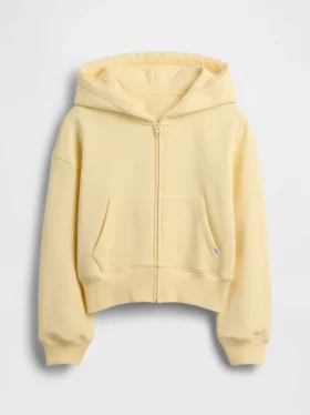 Sudadera con capucha y cremallera completa para niños Vintagesoft, de corte holgado y con ribete de encaje