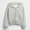 Sudadera con capucha y cremallera completa para niños Vintagesoft, de corte holgado y con ribete de encaje