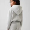 Sudadera con capucha y cremallera completa para niños Vintagesoft, de corte holgado y con ribete de encaje