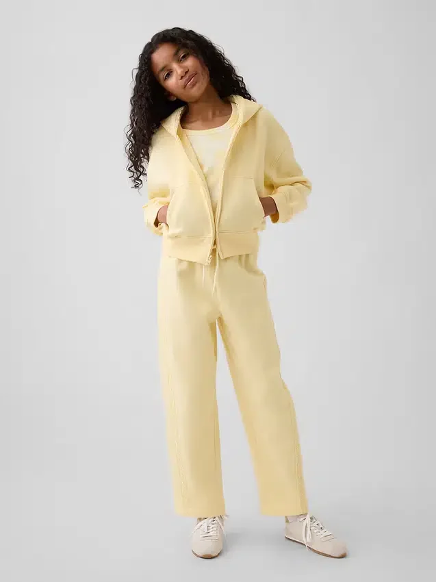 Sudadera con capucha y cremallera completa para niños Vintagesoft, de corte holgado y con ribete de encaje