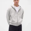 Sudadera con capucha y cremallera de felpa francesa extra gruesa para adultos