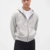 Sudadera con capucha y cremallera de felpa francesa extra gruesa para adultos