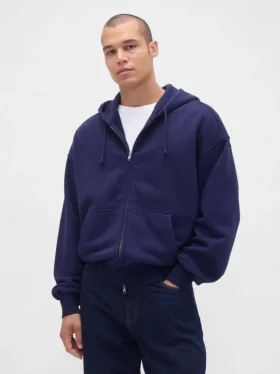 Sudadera con capucha y cremallera de felpa francesa extra gruesa para adultos