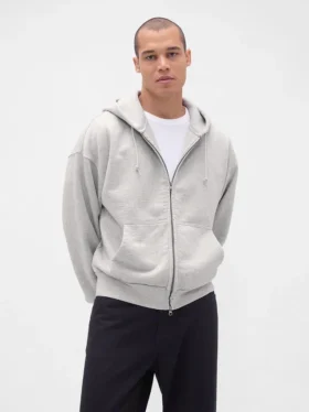 Sudadera con capucha y cremallera de felpa francesa extra gruesa para adultos