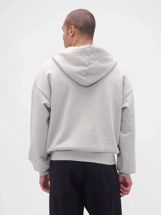 Sudadera con capucha y cremallera de felpa francesa extra gruesa para adultos
