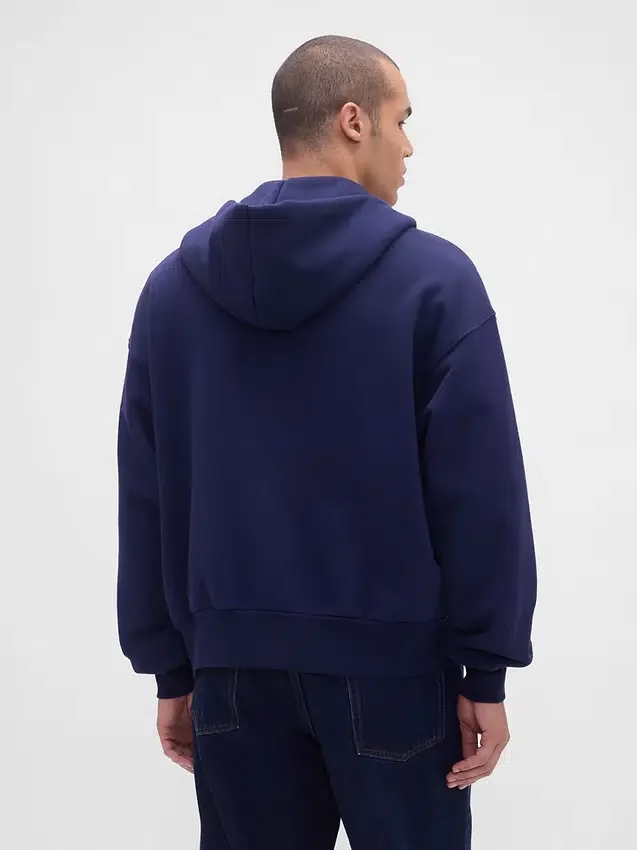Sudadera con capucha y cremallera de felpa francesa extra gruesa para adultos