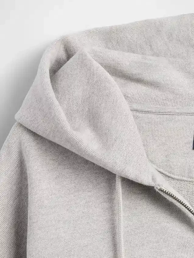 Sudadera con capucha y cremallera de felpa francesa extra gruesa para adultos
