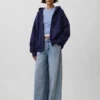 Sudadera con capucha y cremallera de felpa francesa extra gruesa para adultos