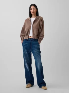 Sudadera con capucha y cremallera de felpa Vintagesoft