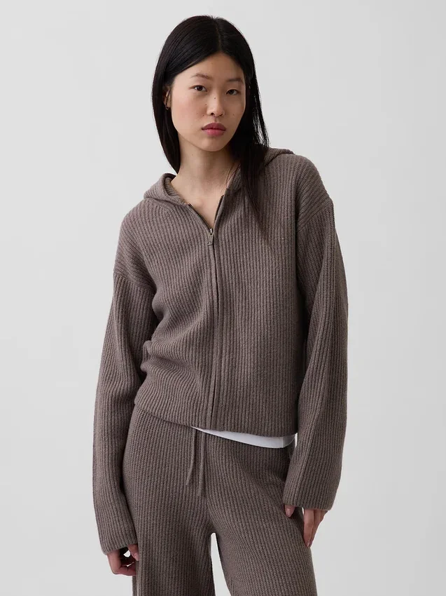 Sudadera con capucha y cremallera de punto Shaker oversize de CashSoft