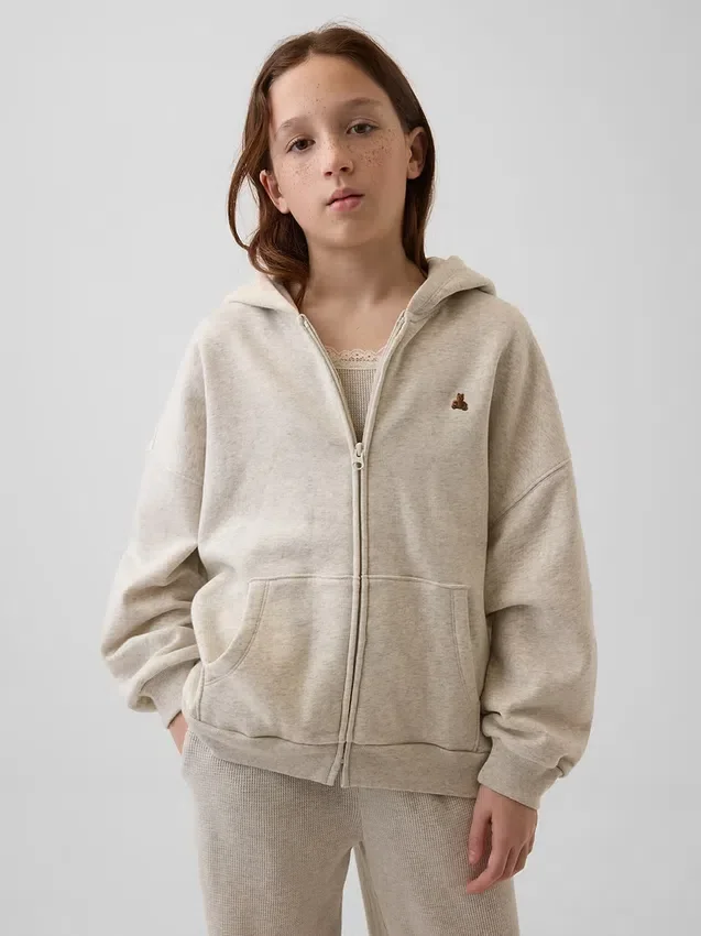 Sudadera con capucha y cremallera extragrande Vintagesoft para niños