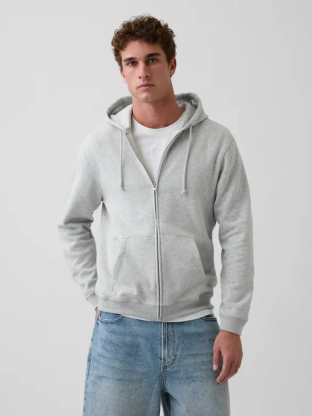 Sudadera con capucha y cremallera holgada Vintagesoft para adultos