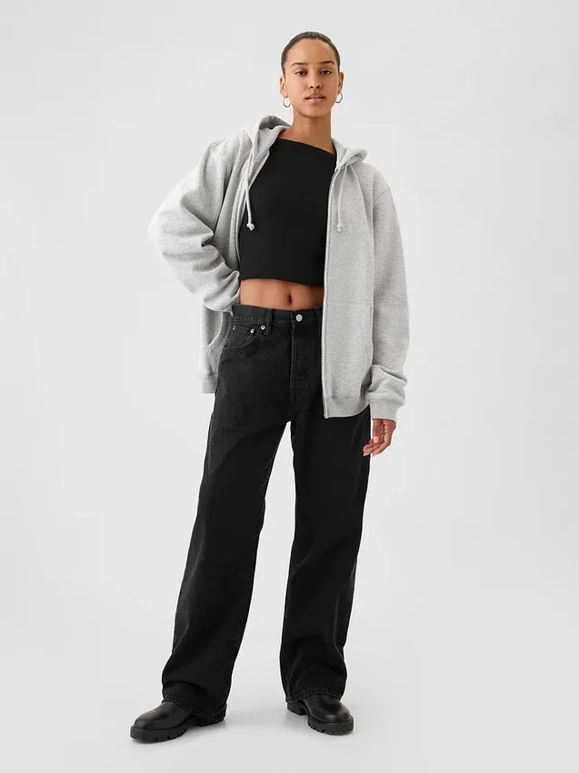 Sudadera con capucha y cremallera holgada Vintagesoft para adultos