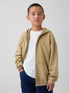 Sudadera con capucha y cremallera holgada Vintagesoft para niños
