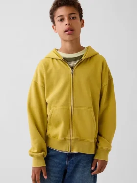Sudadera con capucha y cremallera holgada Vintagesoft para niños