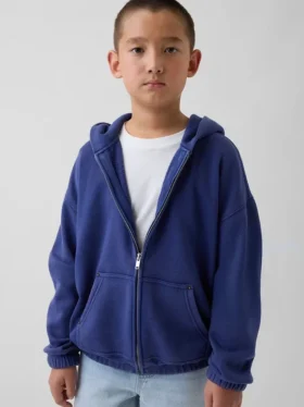 Sudadera con capucha y cremallera holgada Vintagesoft para niños