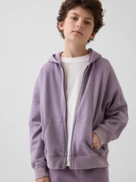 Sudadera con capucha y cremallera holgada Vintagesoft para niños