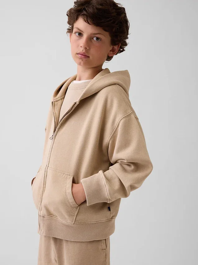 Sudadera con capucha y cremallera holgada Vintagesoft para niños