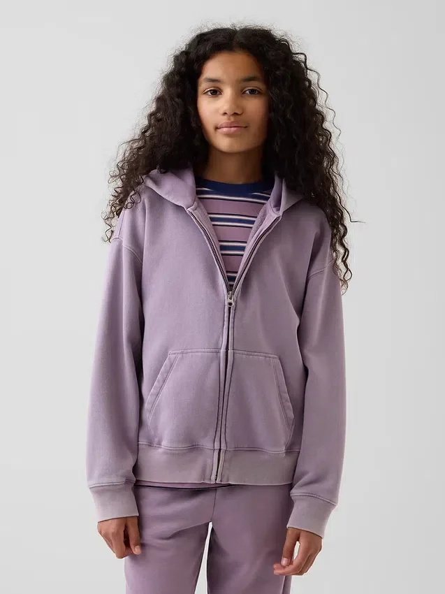 Sudadera con capucha y cremallera holgada Vintagesoft para niños