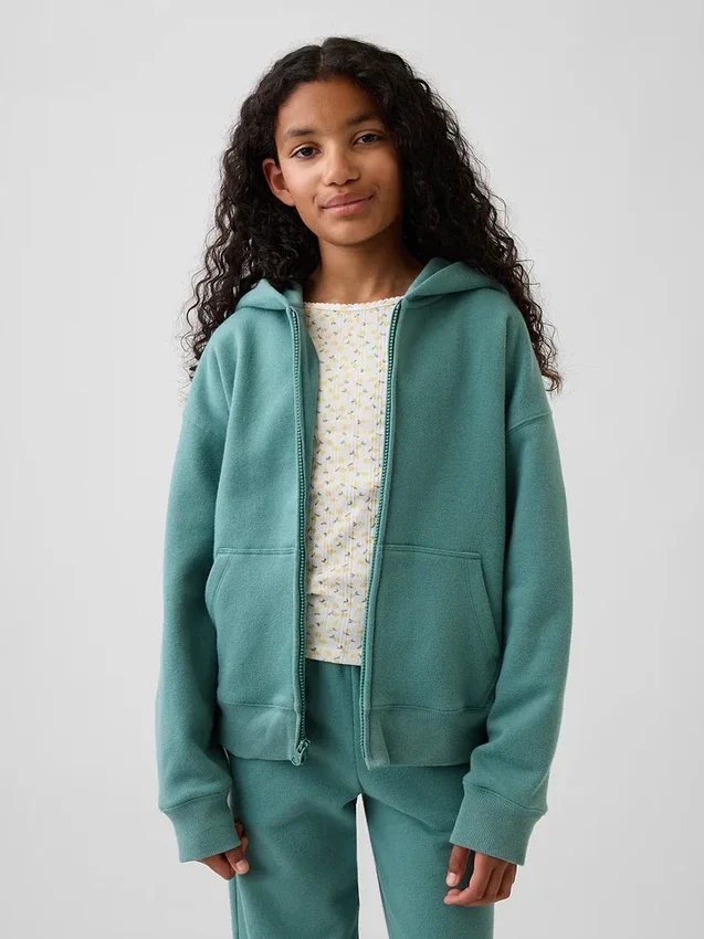 Sudadera con capucha y cremallera holgada Vintagesoft para niños