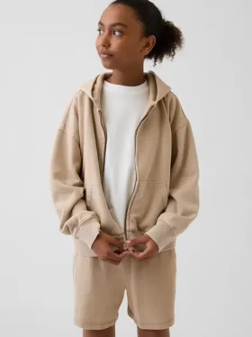 Sudadera con capucha y cremallera holgada Vintagesoft para niños