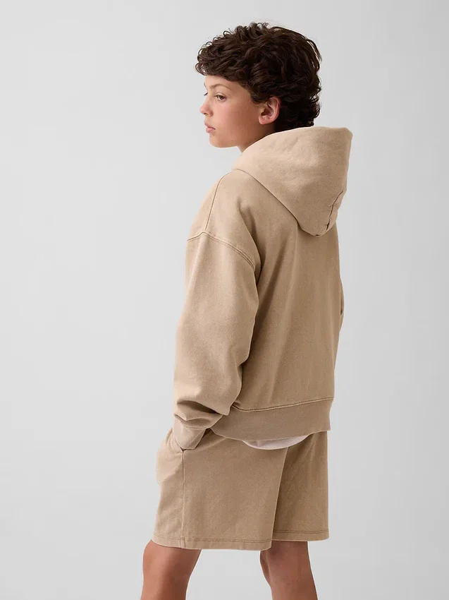 Sudadera con capucha y cremallera holgada Vintagesoft para niños