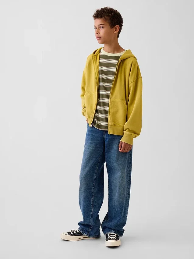 Sudadera con capucha y cremallera holgada Vintagesoft para niños