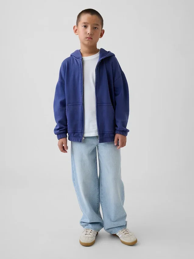 Sudadera con capucha y cremallera holgada Vintagesoft para niños
