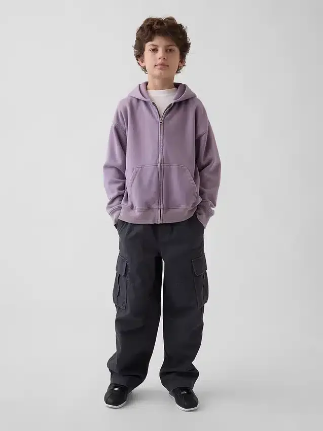 Sudadera con capucha y cremallera holgada Vintagesoft para niños