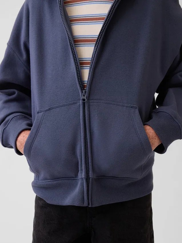 Sudadera con capucha y cremallera holgada Vintagesoft para niños