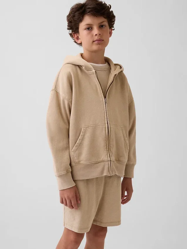 Sudadera con capucha y cremallera holgada Vintagesoft para niños