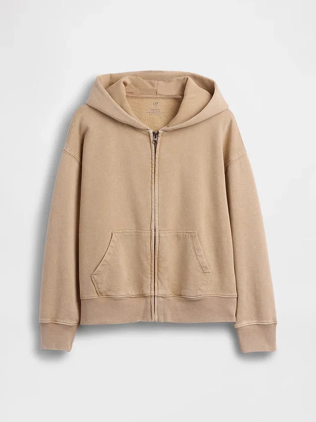 Sudadera con capucha y cremallera holgada Vintagesoft para niños