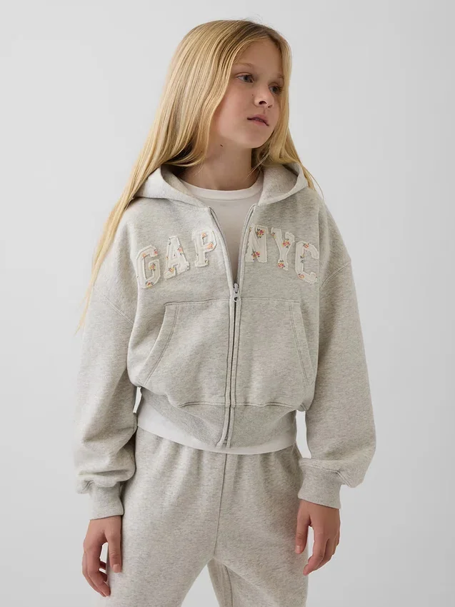 Sudadera con capucha y cremallera oversize con logo Vintagesoft para niños