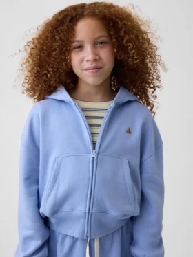 Sudadera con capucha y cremallera oversize con logo Vintagesoft para niños