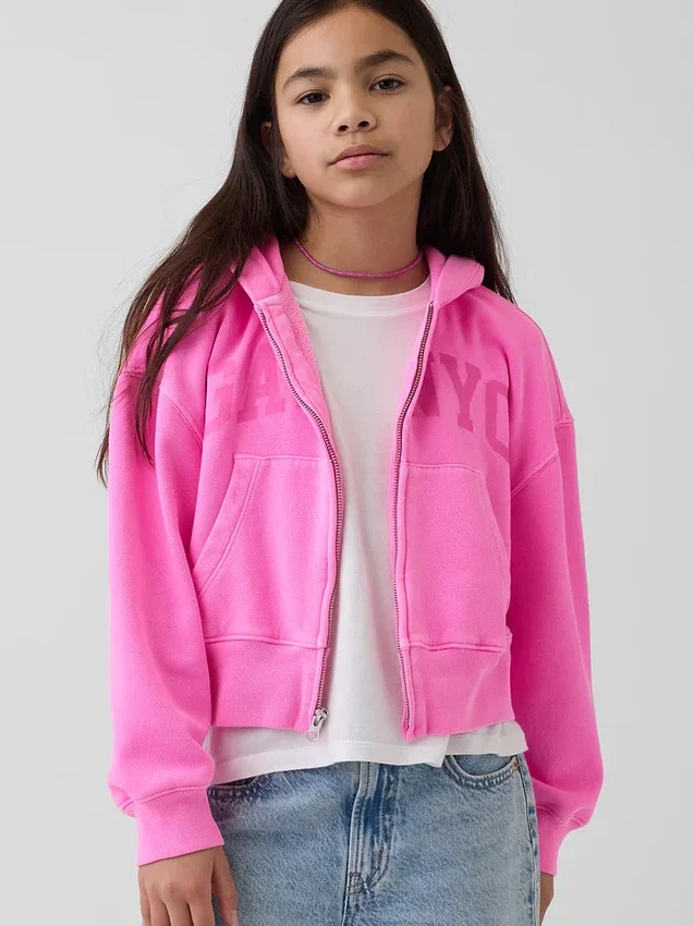 Sudadera con capucha y cremallera oversize con logo Vintagesoft para niños