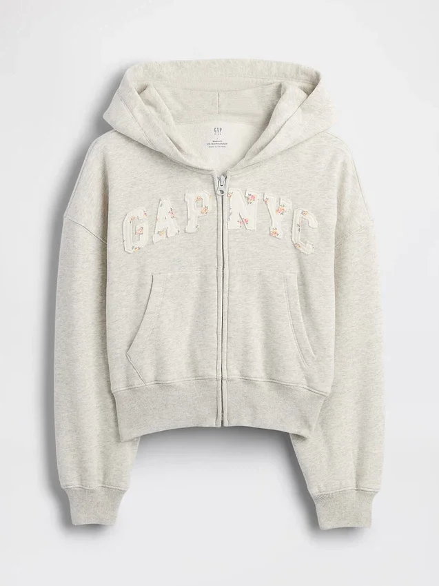 Sudadera con capucha y cremallera oversize con logo Vintagesoft para niños
