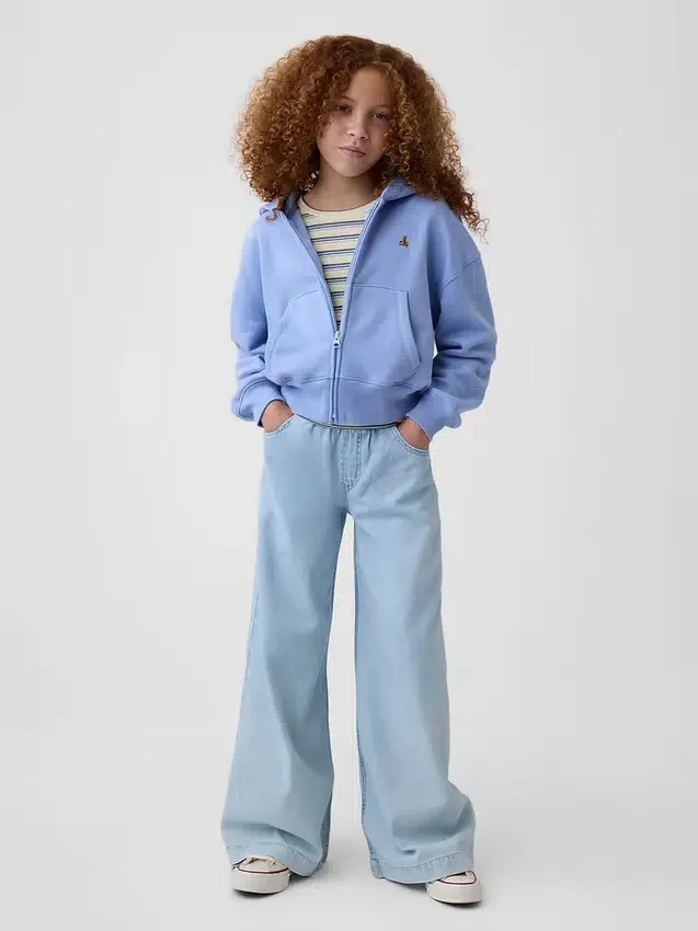 Sudadera con capucha y cremallera oversize con logo Vintagesoft para niños